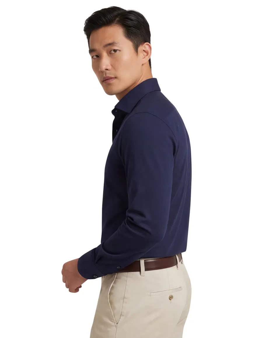 Ledub business overhemd normale fit donkerblauw effen