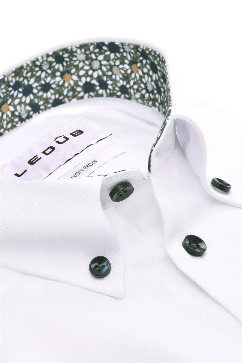 Ledub Modern Fit New business overhemd wit borstzak
