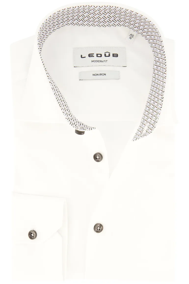 overhemd mouwlengte 7 Ledub Modern Fit New wit