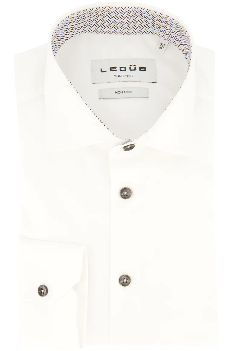 overhemd mouwlengte 7 Ledub Modern Fit New wit