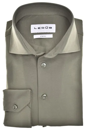 Ledub Ledub Modern Fit New overhemd mouwlengte 7 groen stretch