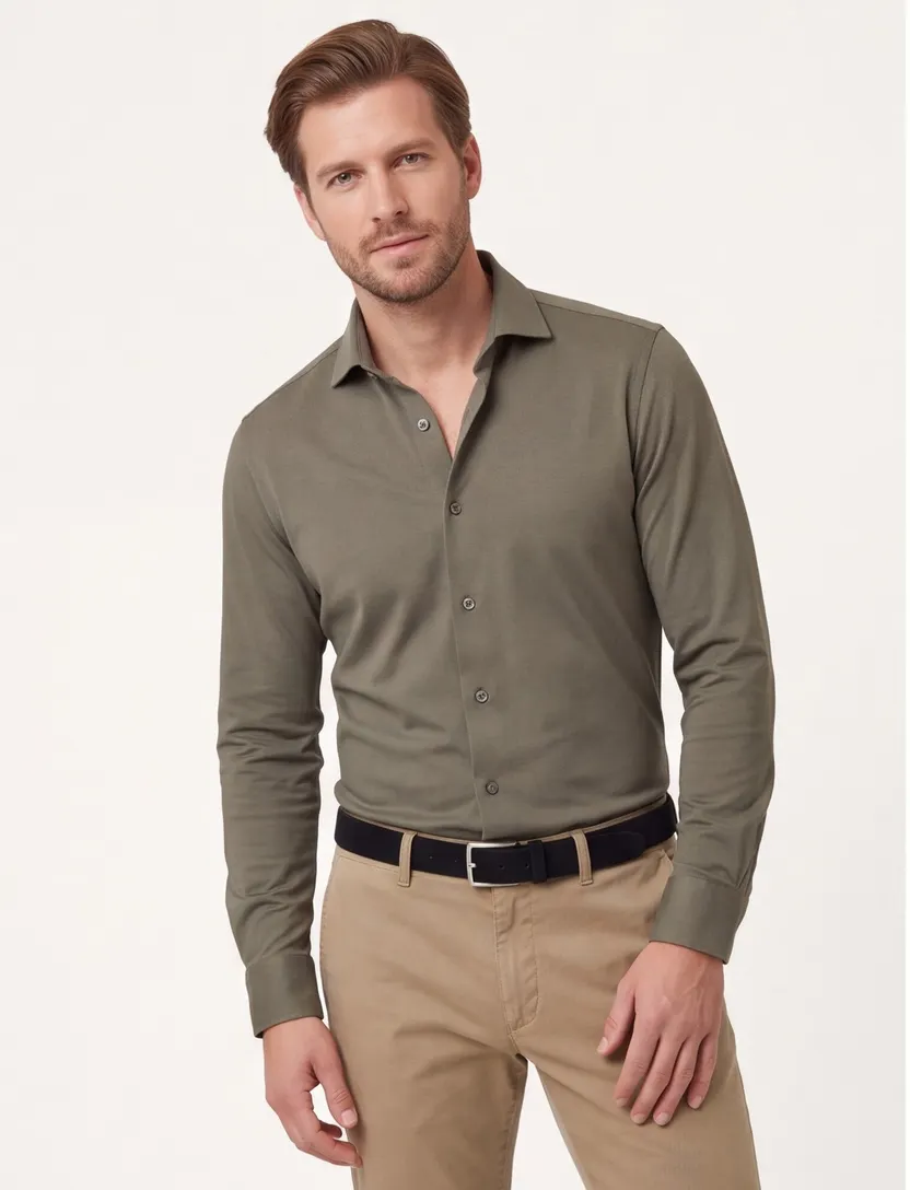 overhemd mouwlengte 7 Ledub Modern Fit New groen
