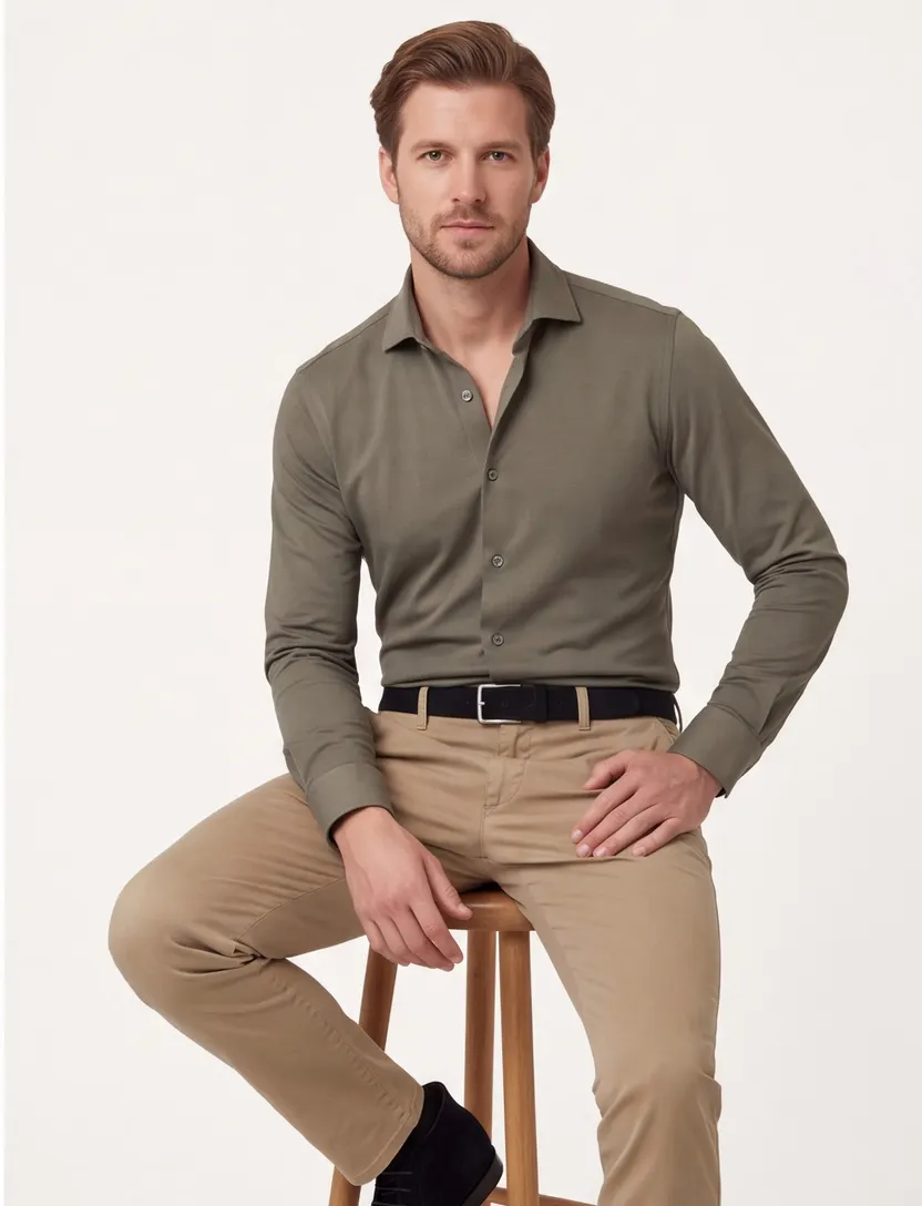 overhemd mouwlengte 7 Ledub Modern Fit New groen