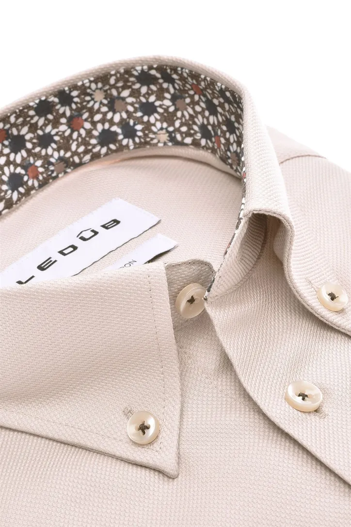 casual overhemd mouwlengte 7 Ledub Modern Fit New beige