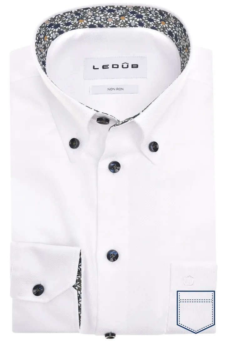 overhemd mouwlengte 7 Ledub Modern Fit New wit