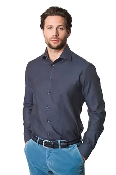 overhemd mouwlengte 7 donkerblauw Ledub Modern Fit New