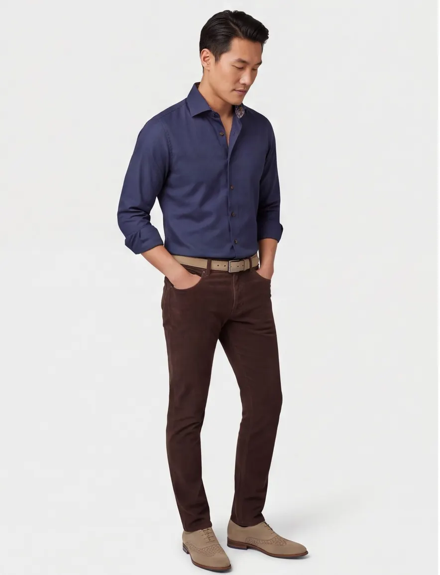 Ledub Modern Fit New overhemd mouwlengte 7 navy