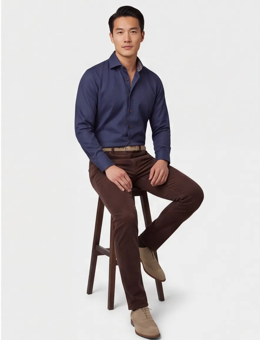 Ledub Modern Fit New overhemd mouwlengte 7 navy