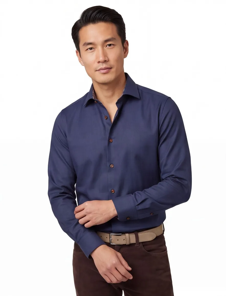 Ledub Modern Fit New overhemd mouwlengte 7 navy