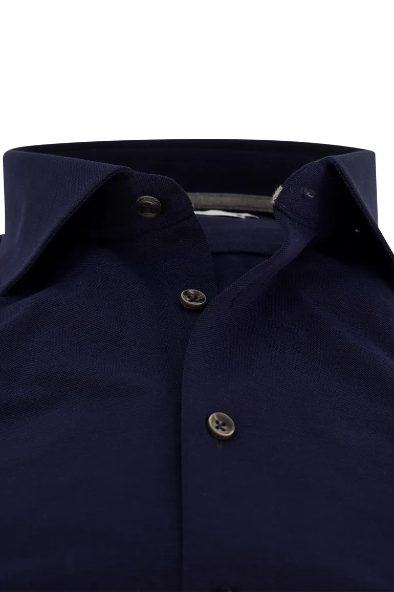 Ledub mouwlengte 7 overhemd Modern Fit donkerblauw knitted