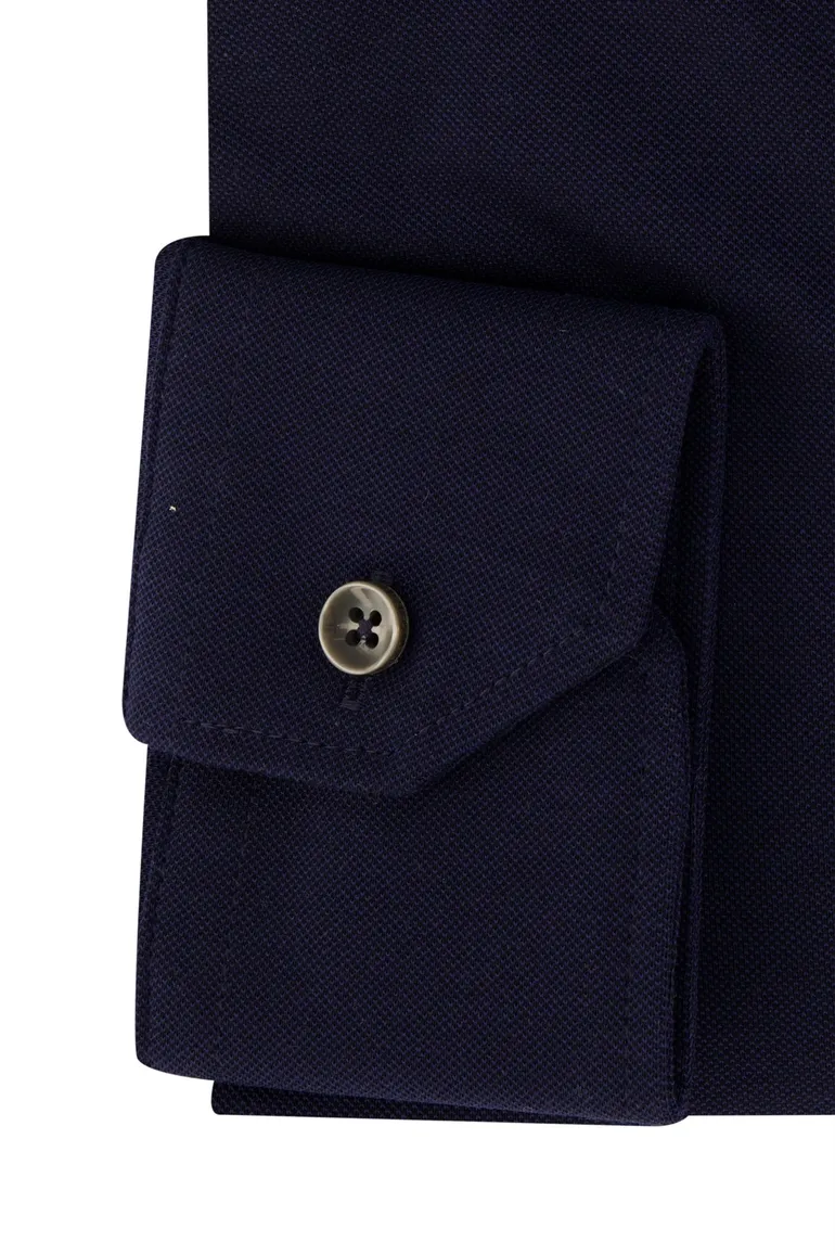 Ledub mouwlengte 7 overhemd Modern Fit donkerblauw knitted