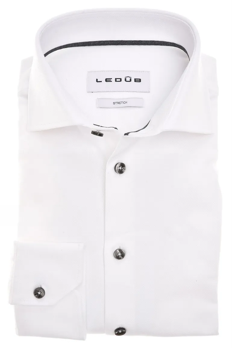 Ledub zakelijk overhemd mouwlengte 7 Modern Fit wit effen
