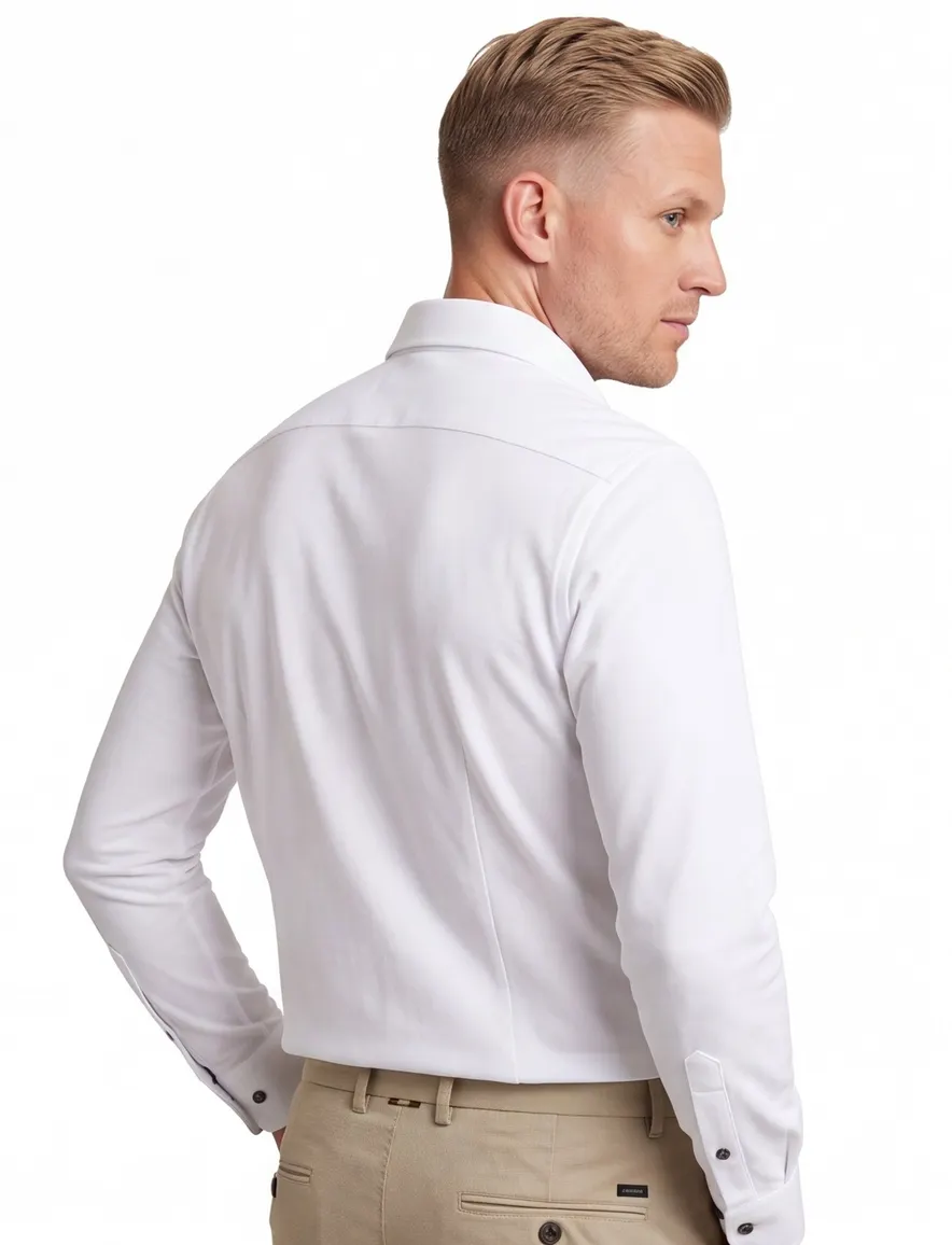 Ledub zakelijk overhemd mouwlengte 7 Modern Fit wit effen