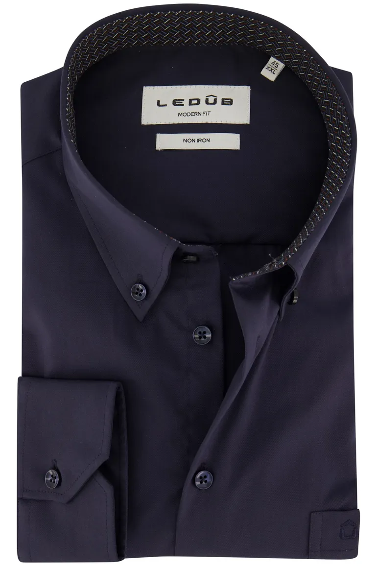 Strijkvrij overhemd Ledub donkerblauw
