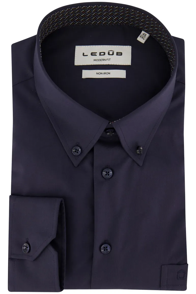 Strijkvrij overhemd Ledub donkerblauw