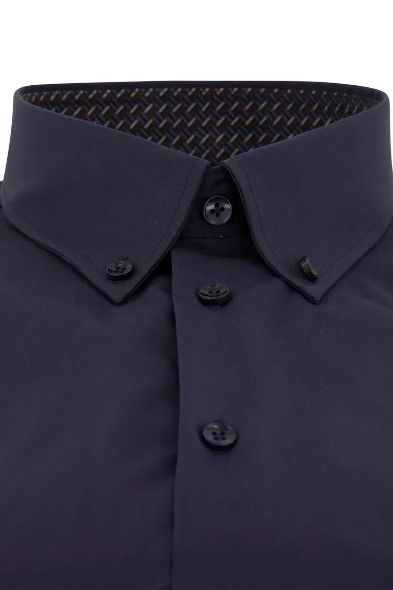 Strijkvrij overhemd Ledub donkerblauw