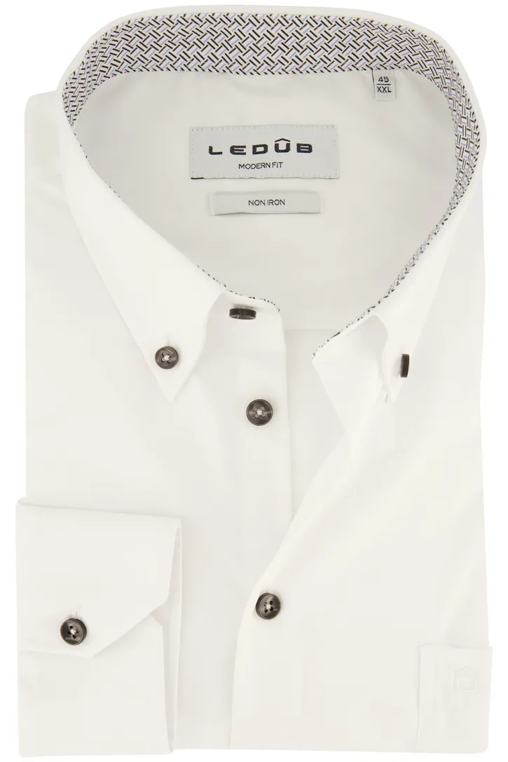 Overhemd Ledub Modern fit wit button-down
