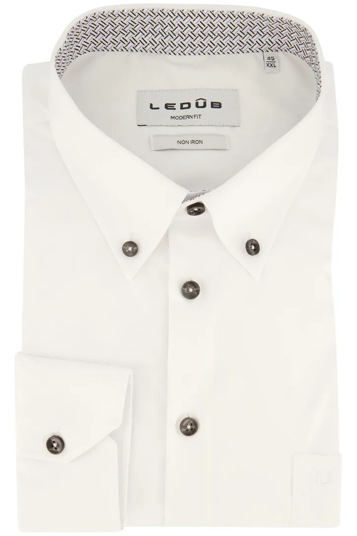 Overhemd Ledub Modern fit wit button-down