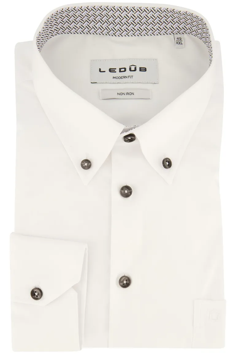 Strijkvrij overhemd Ledub Modern Fit wit