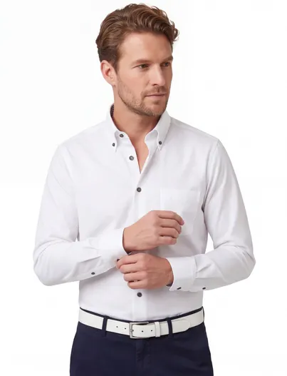 Ledub Strijkvrij overhemd Ledub Modern Fit wit