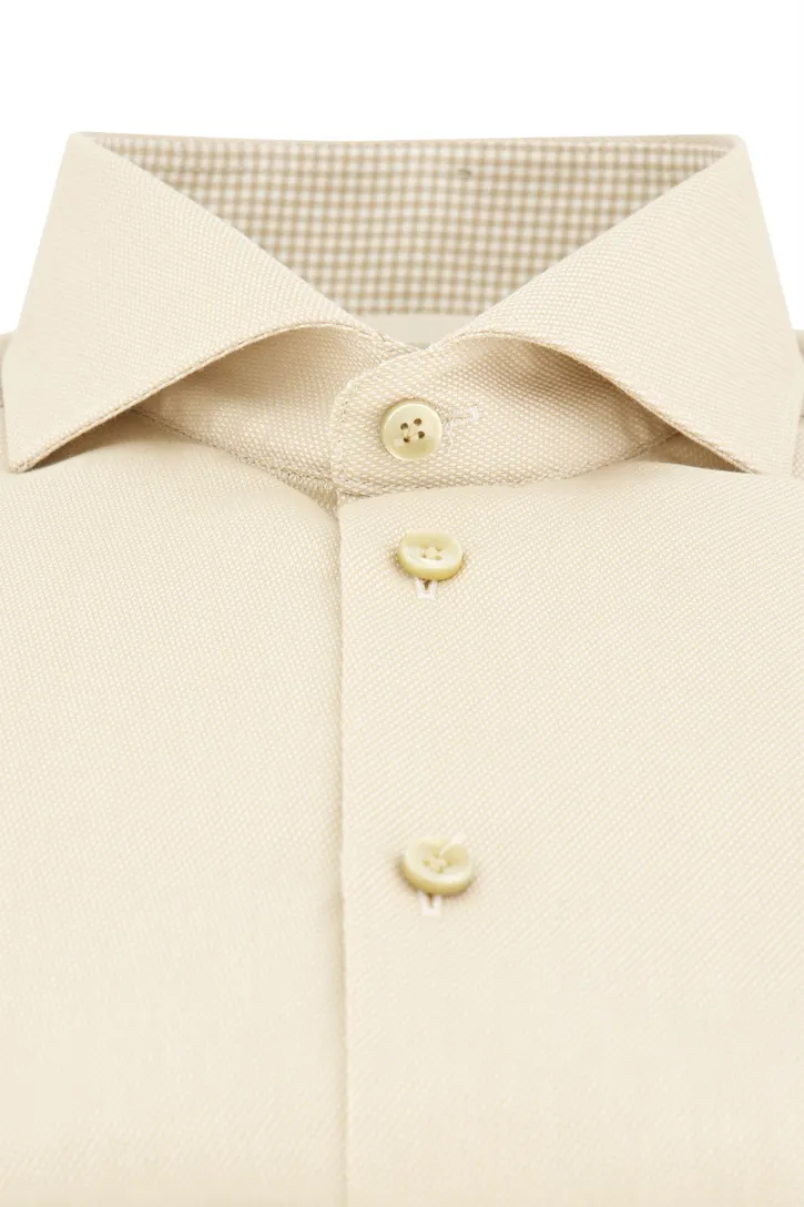 Mouwlengte 7 overhemd John Miller Tailored Fit beige geprint