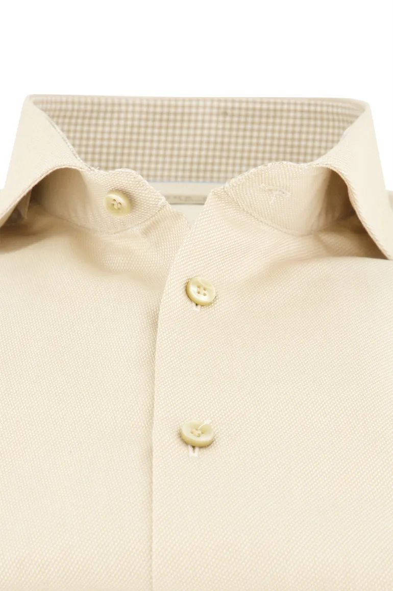 John Miller overhemd mouwlengte 7 normale fit beige geprint