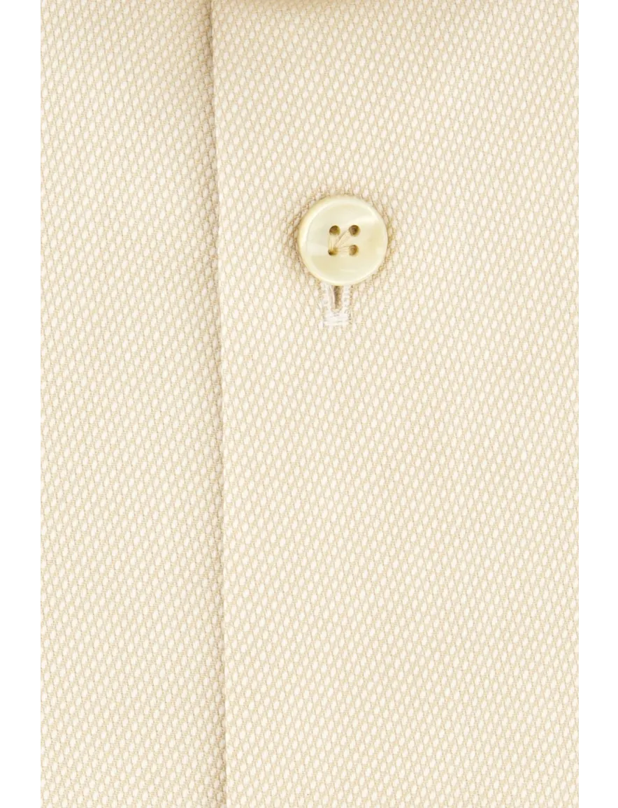 overhemd mouwlengte 7 John Miller Tailored Fit New beige geprint katoen normale fit