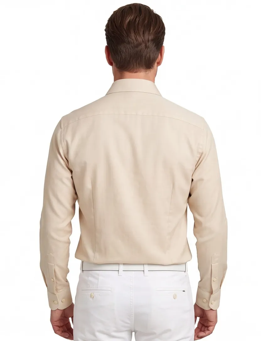 Mouwlengte 7 overhemd John Miller Tailored Fit beige geprint