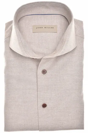 John Miller John Miller overhemd mouwlengte 7 normale fit beige