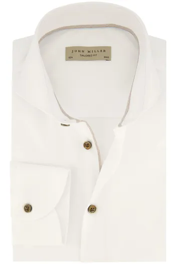 John Miller John Miller strijkvrij overhemd mouwlengte 7 wit effen Tailored Fit