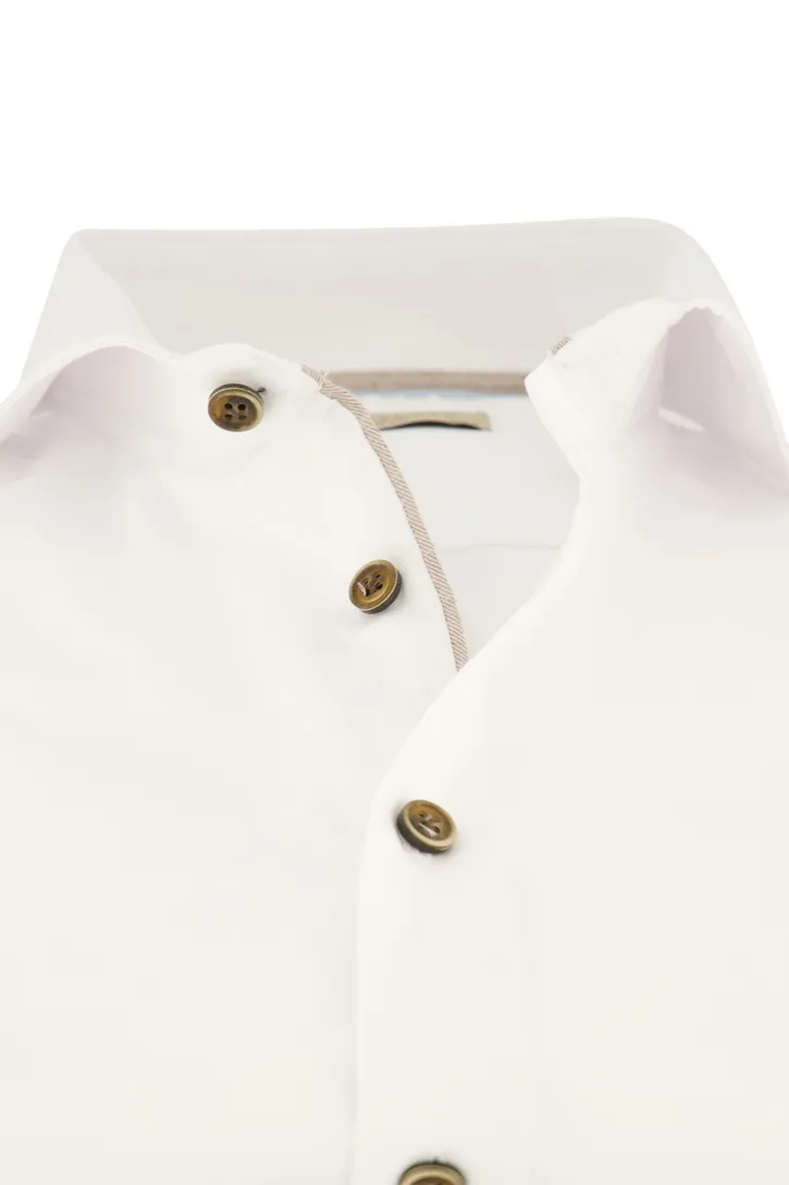 John Miller strijkvrij overhemd mouwlengte 7 wit effen Tailored Fit