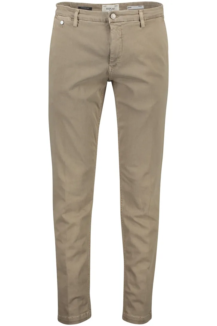 Replay chino katoen beige Benni Regular Fit effen