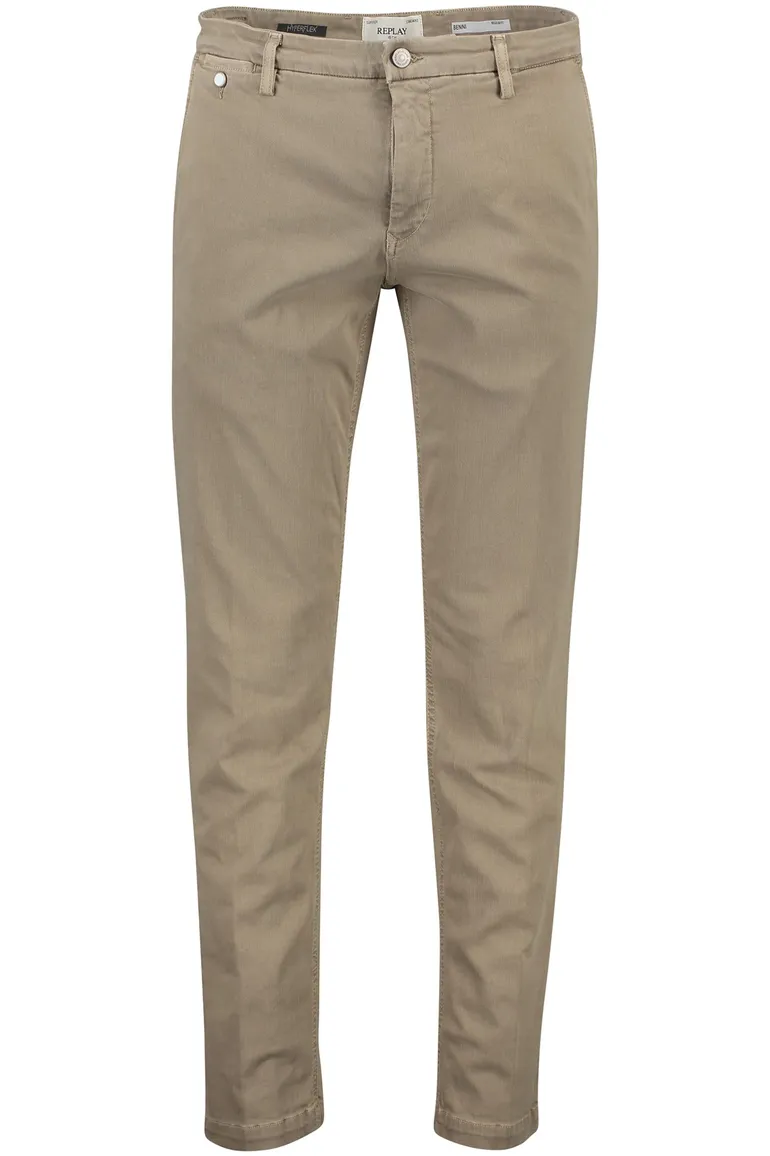 Replay chino katoen beige Benni Regular Fit effen