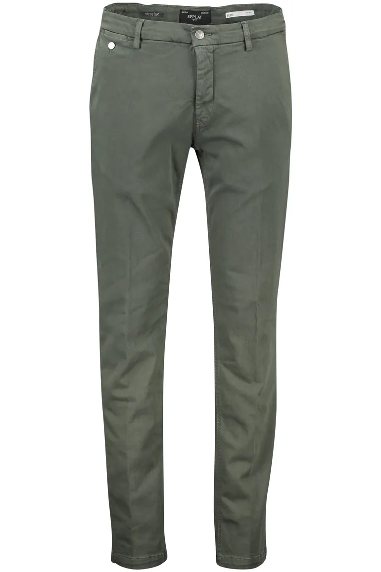 Benni Regular Fit chino Replay groen katoen, stretch