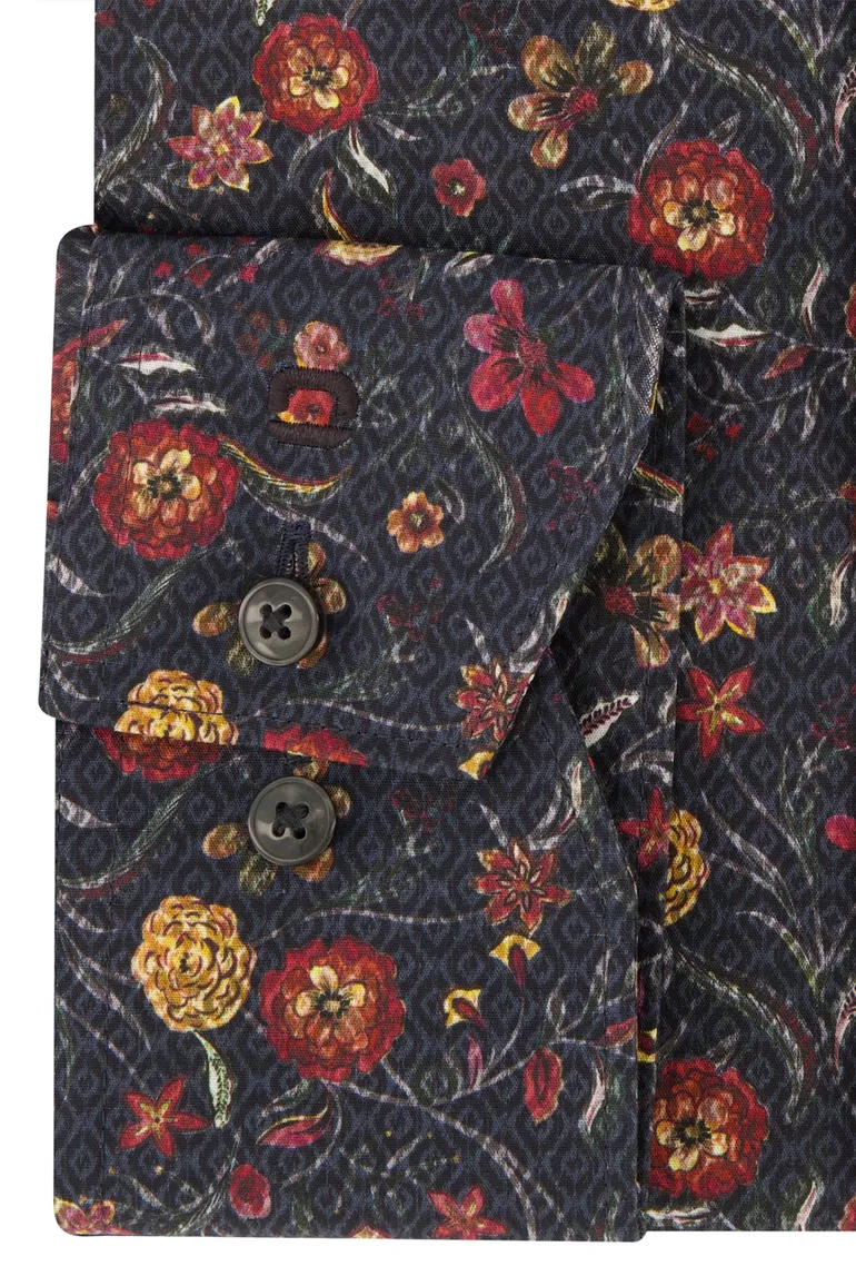 Olymp Luxor overhemd zwart geprint Modern fit