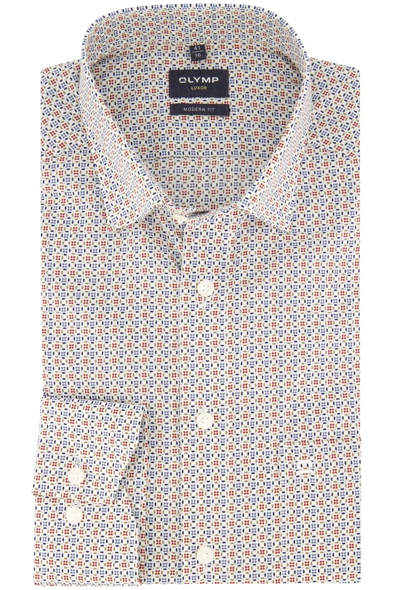 Olymp Luxor overhemd rood geprint Modern Fit ml 7