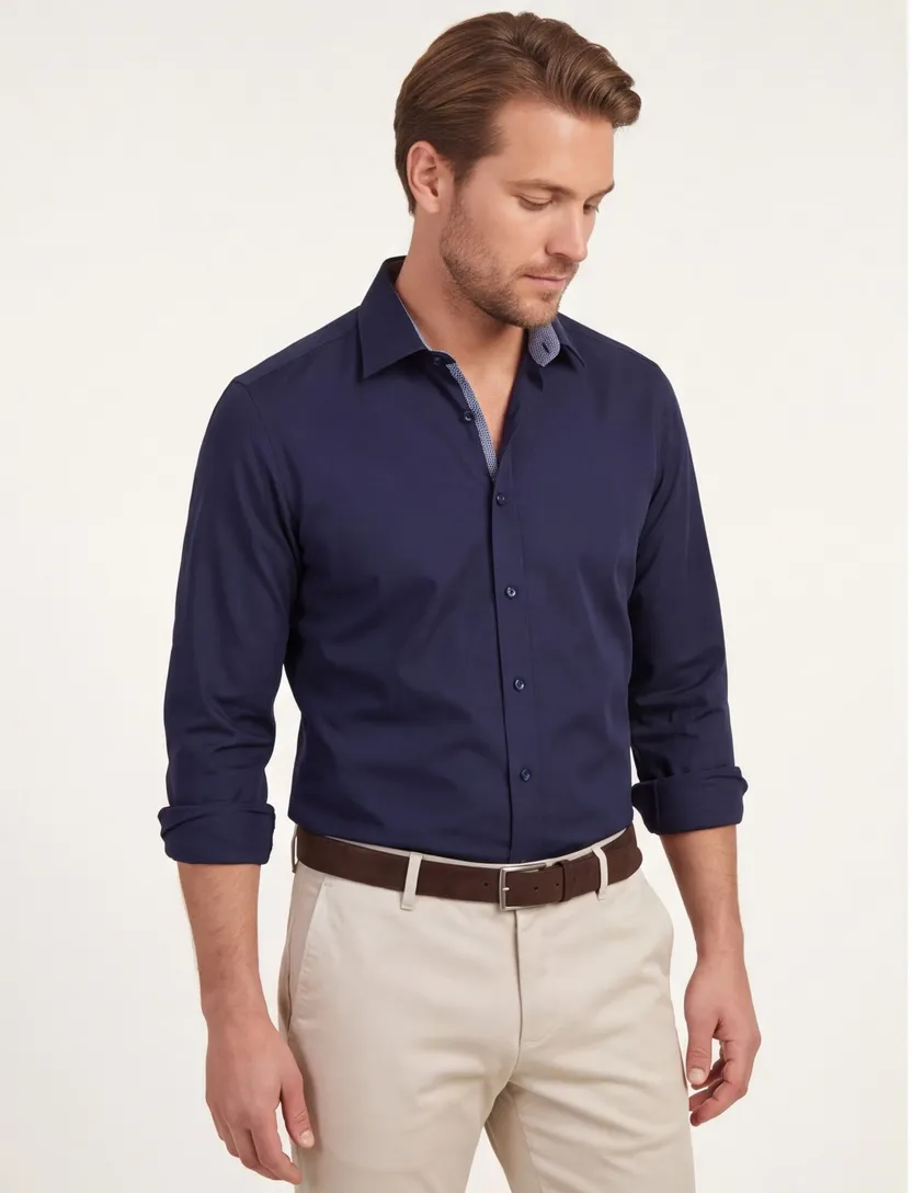 Olymp overhemd donkerblauw mouwlengte 7