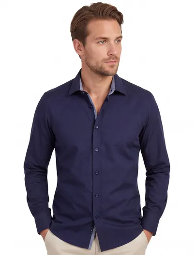 Olymp Olymp overhemd donkerblauw extra slanke fit mouwlengte 7