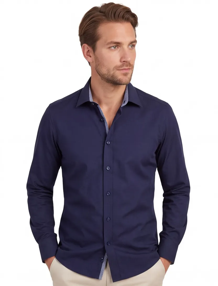 Olymp overhemd donkerblauw mouwlengte 7