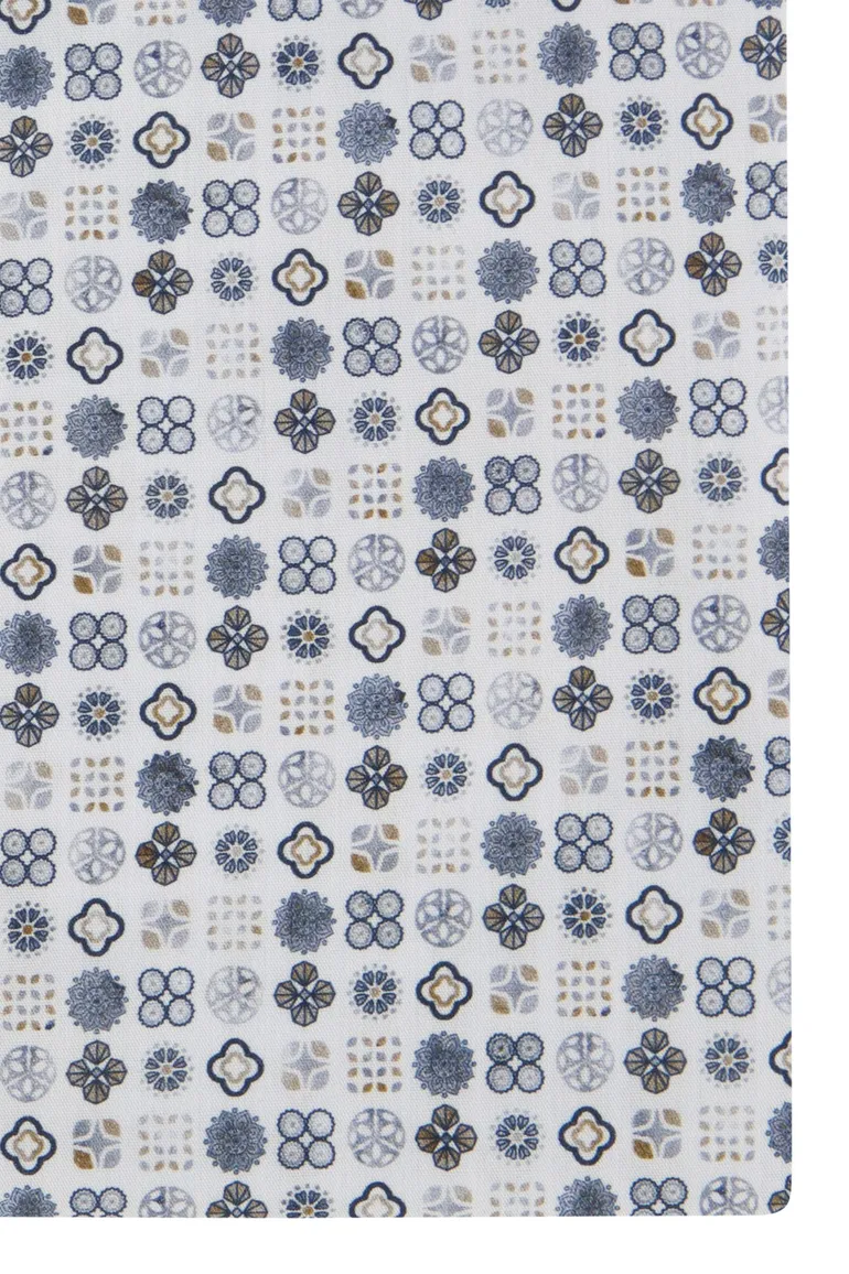 Olymp overhemd Luxor blauw geprint Modern Fit strijkvrij