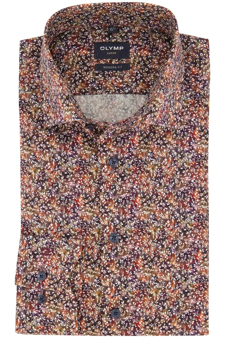 Olymp overhemd rood geprint modern fit