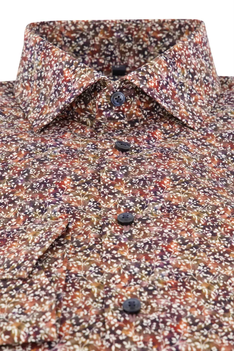 Olymp overhemd rood geprint modern fit