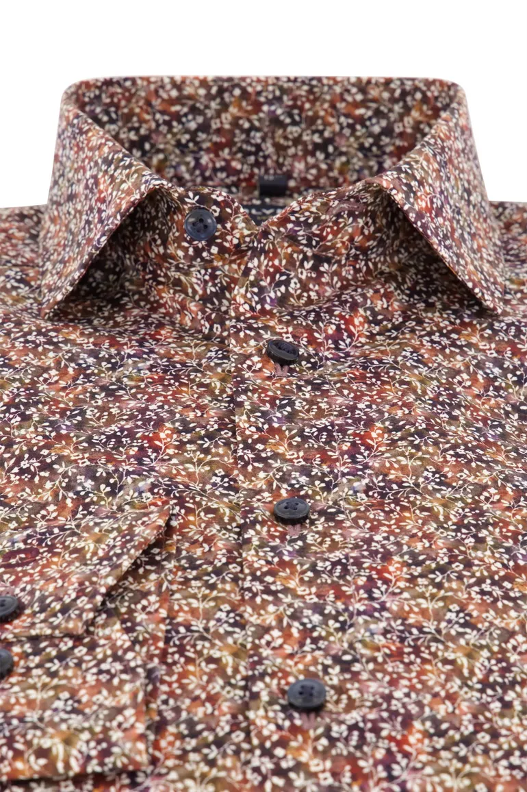 Olymp overhemd rood geprint modern fit