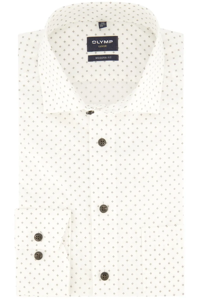 Olymp Luxor overhemd Modern Fit wit geprint