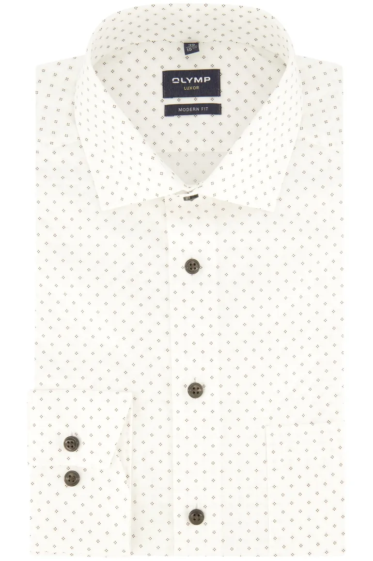 Olymp Luxor overhemd Modern Fit wit geprint