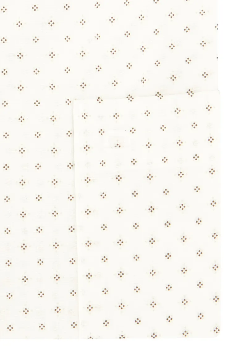 Olymp Luxor overhemd Modern Fit wit bruin geprint strijkvrij