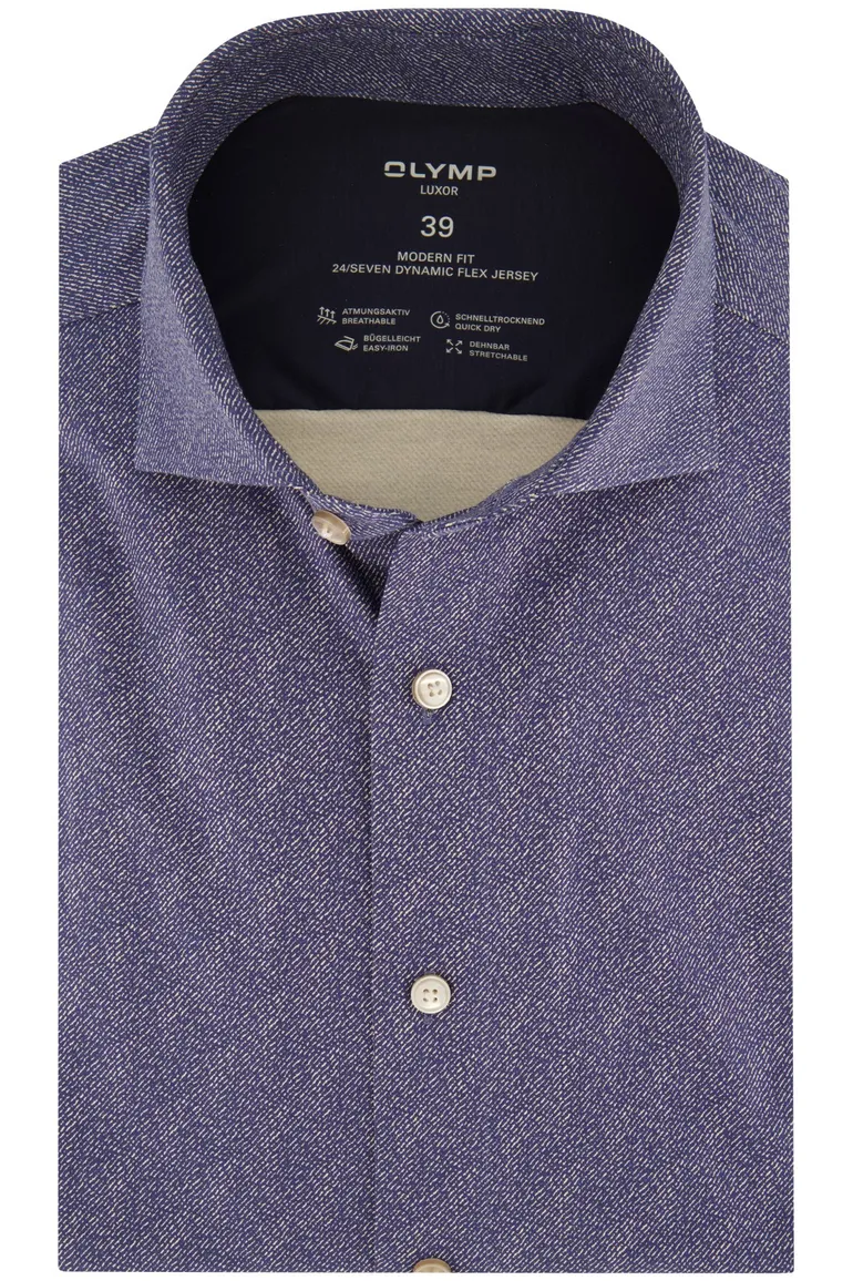 Olymp overhemd blauw geprint