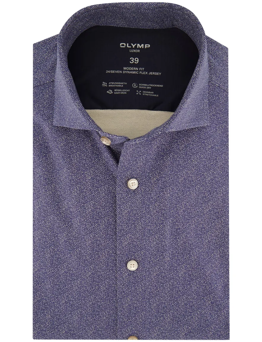 Olymp overhemd blauw geprint
