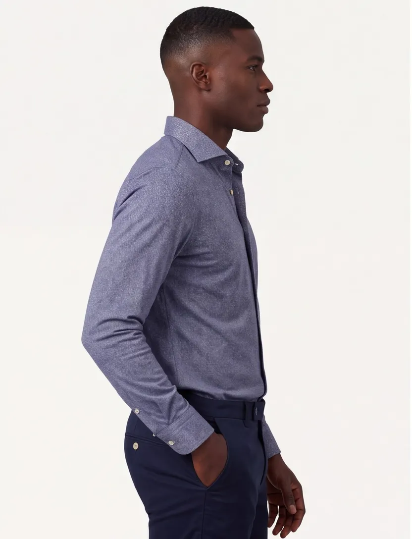 Overhemd Olymp blauw geprint wide spread boord