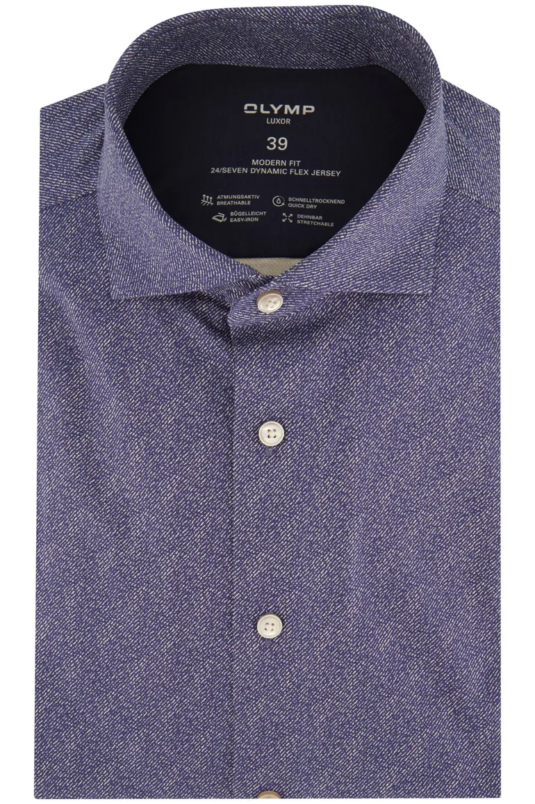 Olymp overhemd blauw geprint
